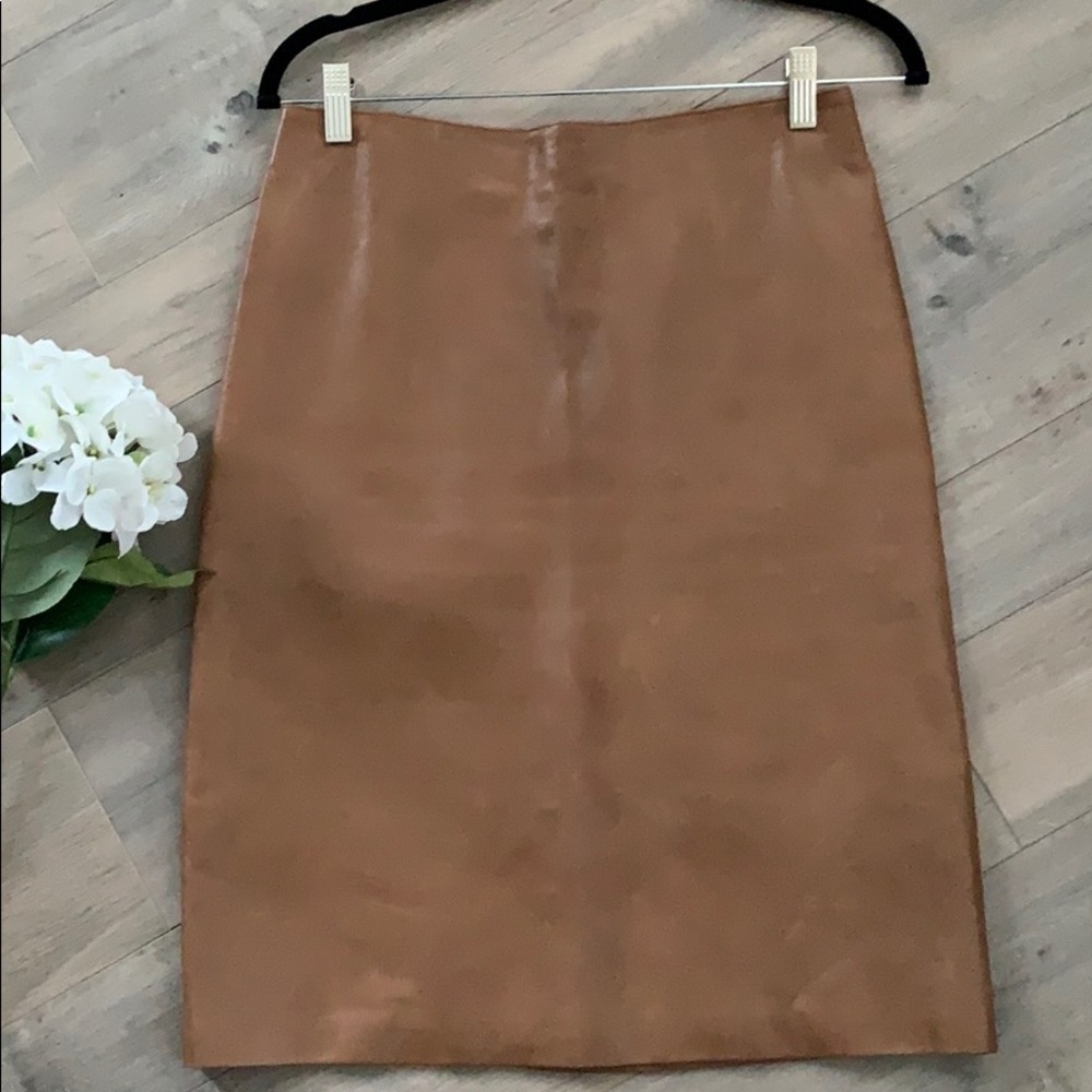 Vintage Calvin Klein Leather Pencil Skirt S6 Brown